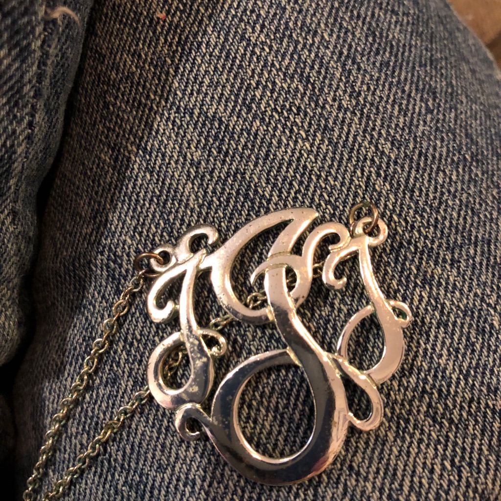 Triple Script Initial Silvertone Necklace